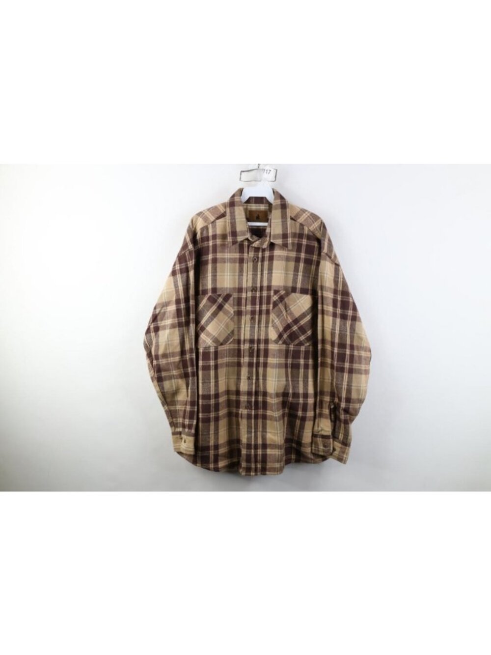Vtg 90s Streetwear Mens Large Heavyweight Flannel Button Shirt Earth Tone Plaid